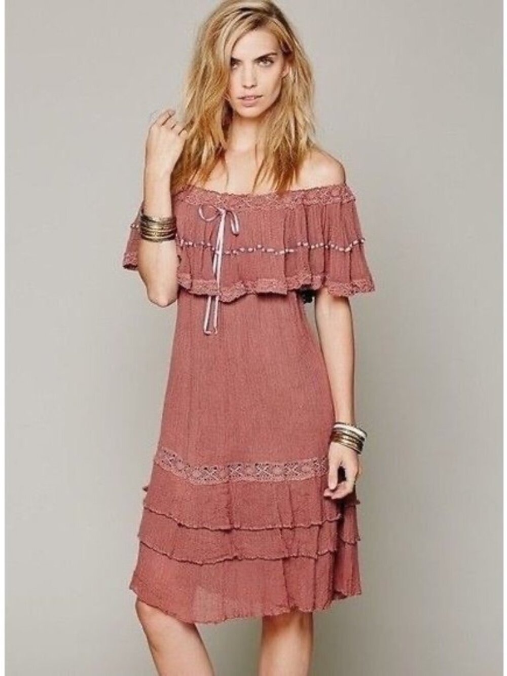 Free People x JPB Mauve Ruffle Tunic Dress S | Archival Indie Sleaze 2013 Tumblr